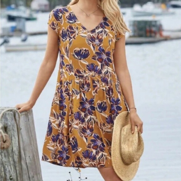 Garnet Hill Short Sleeve Drop Waist Floral Summer Day Dress Multicolor Size 6 - Picture 1 of 8